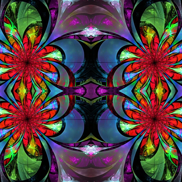 Patrón de flores fractales. Paleta azul, verde y rosa. Frac. —  Fotos de Stock