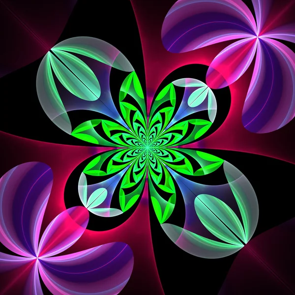 花の花弁の斜め対称パターン。緑と vio — ストック写真
