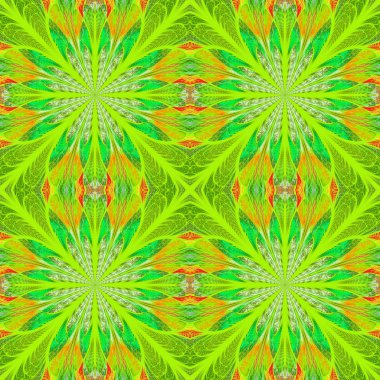 Simetrik desen vitray pencere stili. Yeşil paleti