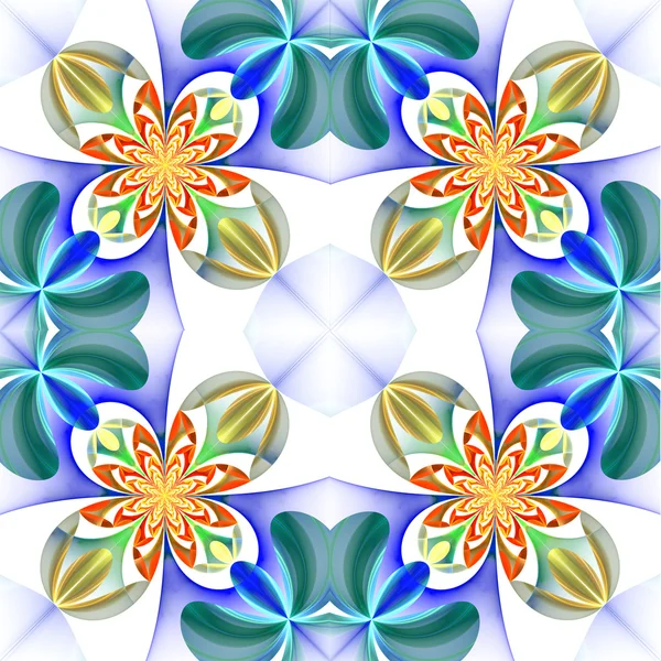 Symmetrical pattern of the flower petals. Blue and orange palett — Stock Photo, Image