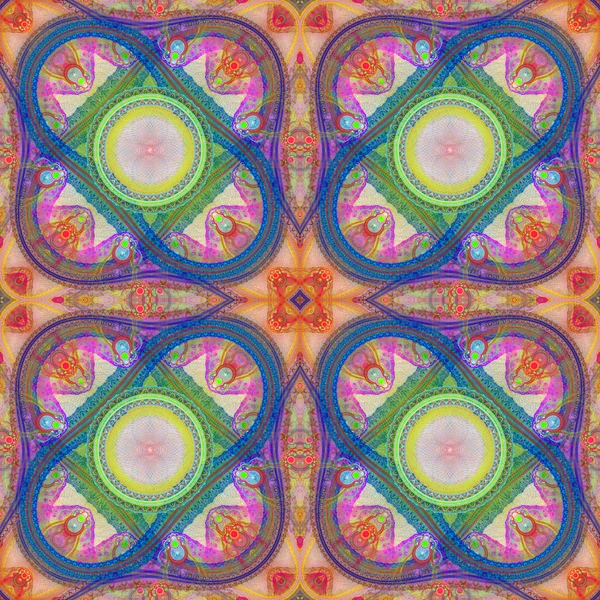 Schema frattale a griglia simmetrica multicolore. Generazione computer — Foto Stock