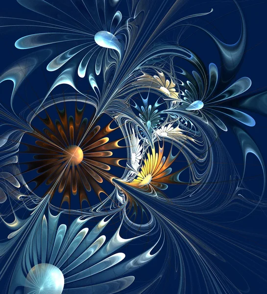 Flower background. Blue and brown palette. Computer generated gr — Stock Photo, Image