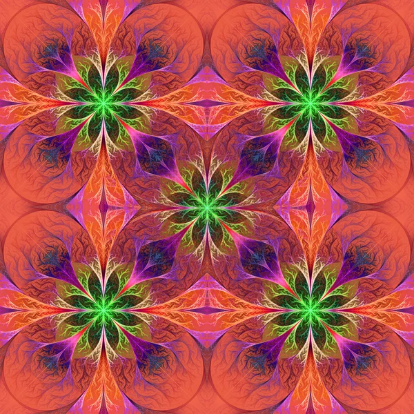 Pattern from fractal flowes in purple and green. Computer genera — Stock Photo, Image