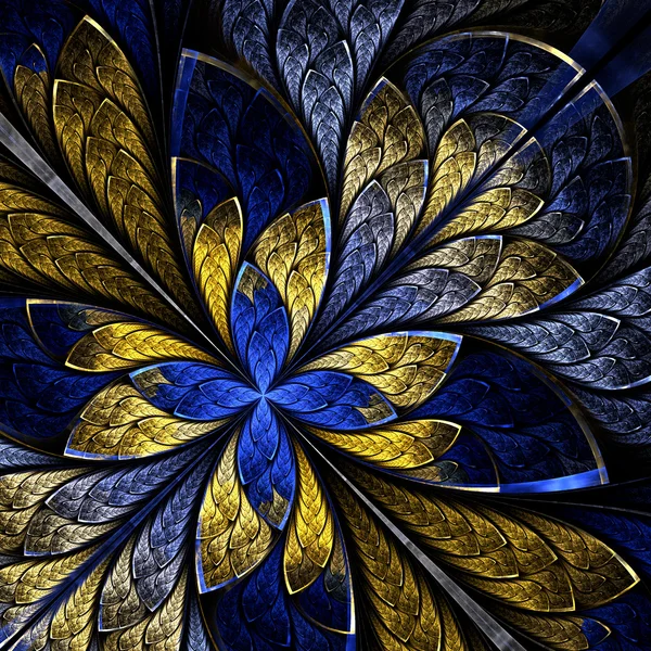 Vacker fraktal som blomma eller fjäril i målat glas windo — Stockfoto