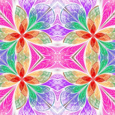 Vitray pencere stili simetrik çok renkli desen. 