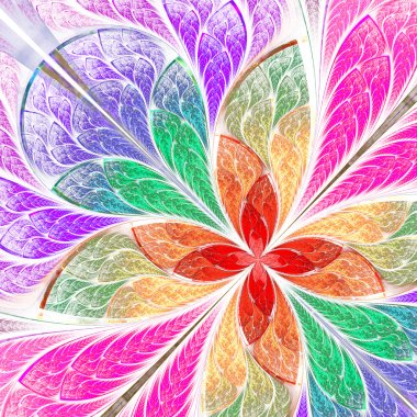 Beautiful multicolored fractal flower in stained glass window st clipart