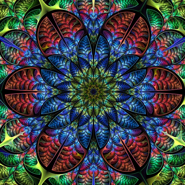 Mehrfarbiges symmetrisches Muster der Blätter. Sammlung - tre — Stockfoto