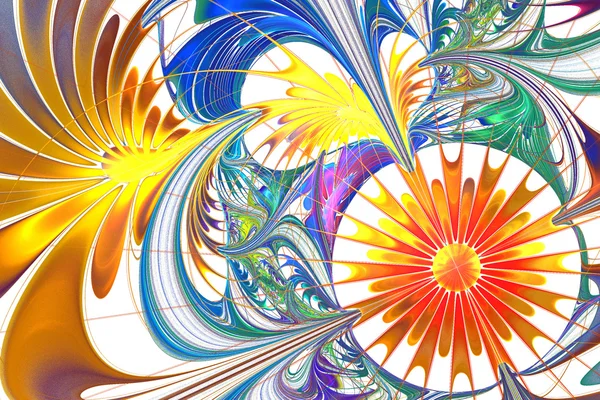 Flower background in fractal design. Orange and blue palette. On — Stock Photo, Image