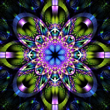 parlak şeritler ile simetrik fraktal desen. koleksiyon - rhi