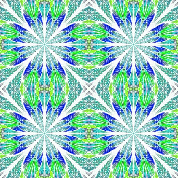 Symmetrical pattern in stained-glass window style. Blue and gree — Stock Photo, Image