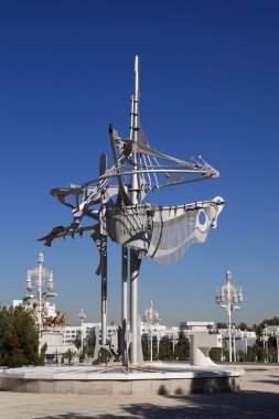 Ashgabat, Turkmenistan - October 15, 2014:  Sculpture in the Art clipart