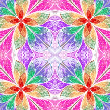 Vitray pencere stili simetrik çok renkli desen. 