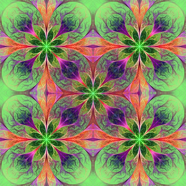 Mönster från fractal blommor i grönt, lila och rosa. Dator — Stockfoto