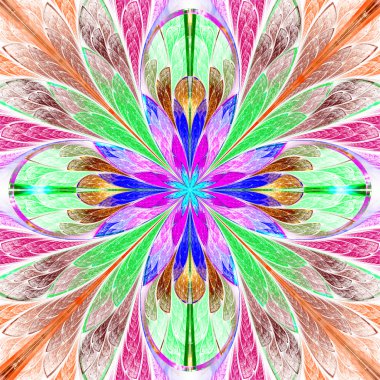 Vitray pencere çok renkli simetrik fraktal çiçek 