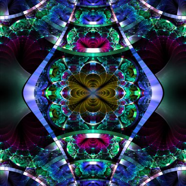 parlak şeritler ile simetrik fraktal desen. koleksiyon - rhi