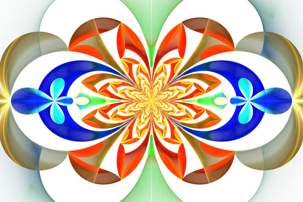 Fantastyczny symetryczny wzór liści. Orange i niebiesko blady — Zdjęcie stockowe