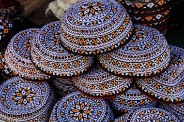 Embroidered skull-caps. Turkmenistan. Ashkhabad  clipart