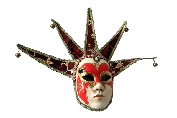 Máscara veneziana tradicional isolado em um fundo branco — Fotografia de Stock