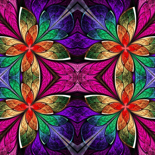 Padrão multicolorido simétrico no estilo vitral . — Fotografia de Stock
