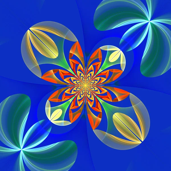 Diagonal symmetrical pattern of the flower petals. Blue and oran — Stock Photo, Image