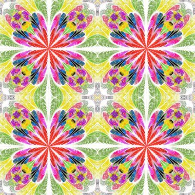 Simetrik desende çok renkli vitray pencere stili.