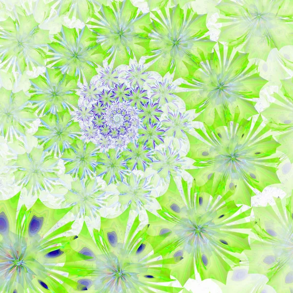 螺旋花背景。绿色的调色板。计算机生成虎视眈眈 — 图库照片