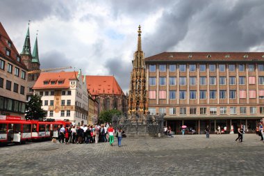 NURNBERG, GERMANY - JULY 13 2014: Hauptmarkt, the central square clipart