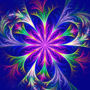 Güzel renkli fraktal çiçek. Koleksiyon - soğuk esen