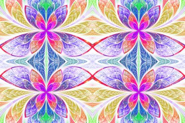 Simetrik desende çok renkli vitray pencere stili. 