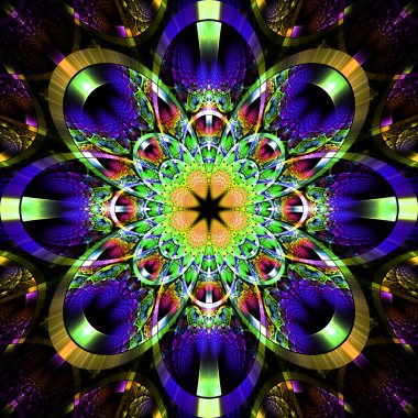 parlak şeritler ile simetrik fraktal desen. koleksiyon - rhi