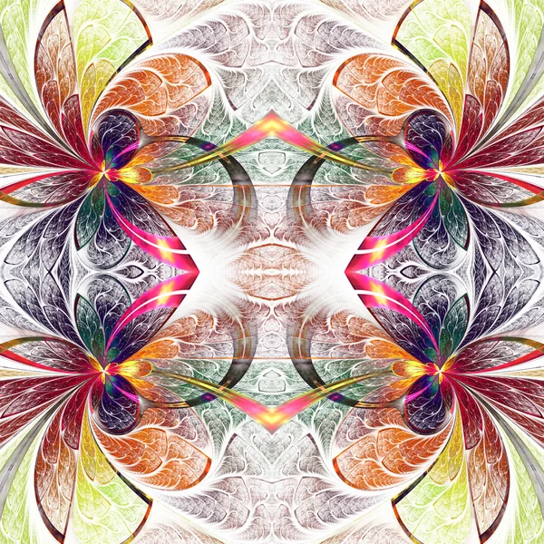 Symmetrische fractale patroon in glasraam stijl. Donkere- — Stockfoto
