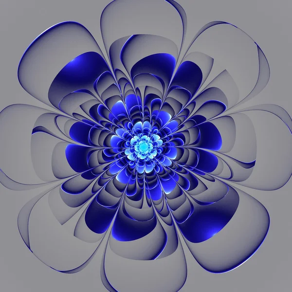 회색 바탕에 아름 다운 푸른 꽃입니다. 컴퓨터 생성 감 — 스톡 사진