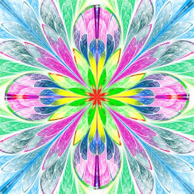 Vitray pencere çok renkli simetrik fraktal çiçek 