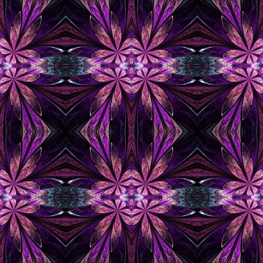 Vitray pencere stili blac üzerinde simetrik çiçek deseni