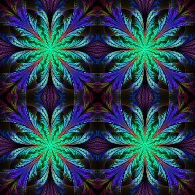 Fraktal çiçekler güzel desen. Mavi paleti. Koleksiyonu