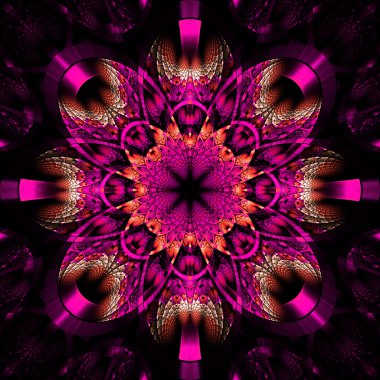 parlak şeritler ile simetrik fraktal desen. koleksiyon - rhi