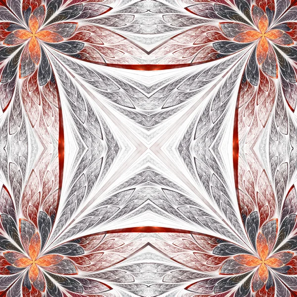Symmetrical flower pattern in stained-glass window style on ligh — Stock Photo, Image