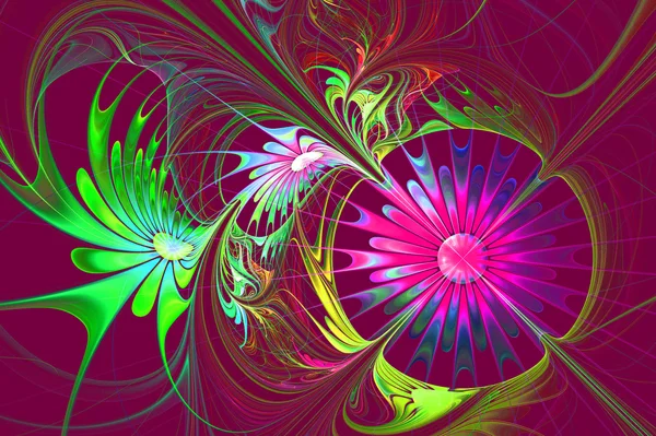 Květinové pozadí. fialová a zelená paleta. Fractal design. com — Stock fotografie