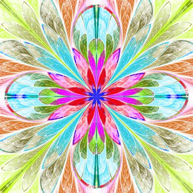 Vitray pencere çok renkli simetrik fraktal çiçek 