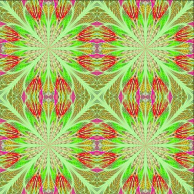 simetrik desen vitray pencere stili. Kırmızı ve yeşil