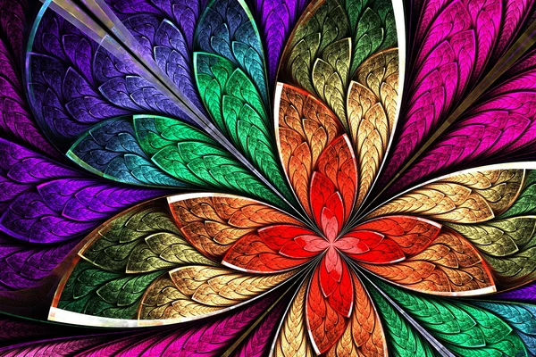 Güzel renkli fraktal çiçek vitray pencere St