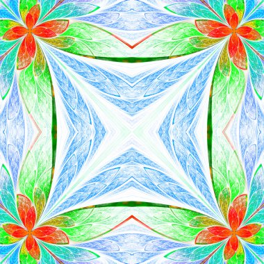 Simetrik çiçek deseni vitray pencere tarzı Işıklı üzerinde