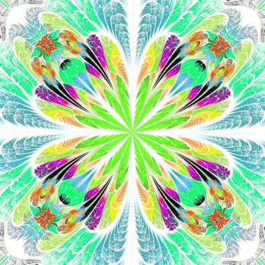 Vitray pencere çok renkli simetrik fraktal çiçek 