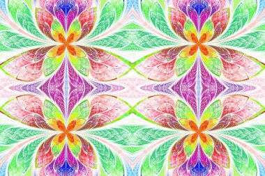 Simetrik desende çok renkli vitray pencere stili. 