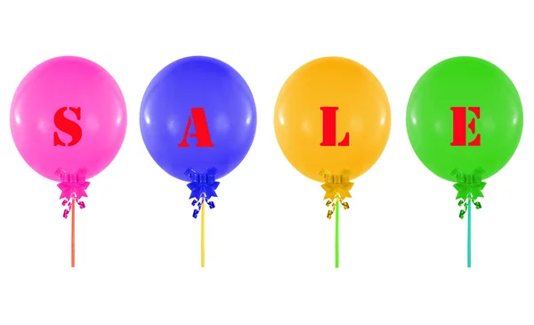 七彩集团的气球上白色，出售 m 概念孤立 — 图库照片