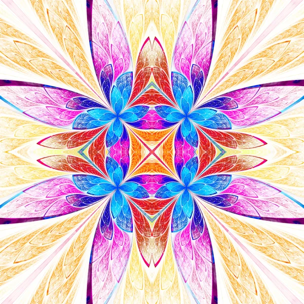 Symmetrische bloemenpatroon in glasraam stijl op ligh — Stockfoto