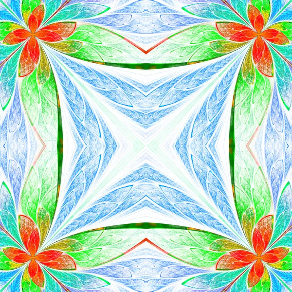 Symmetrical flower pattern in stained-glass window style on ligh — Stock Photo, Image