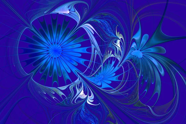 Flower background. Blue palette. Fractal design. Computer genera — Stock Photo, Image