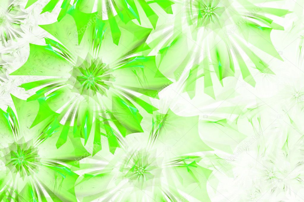 Flower background. Green palette. Computer generated graphics.