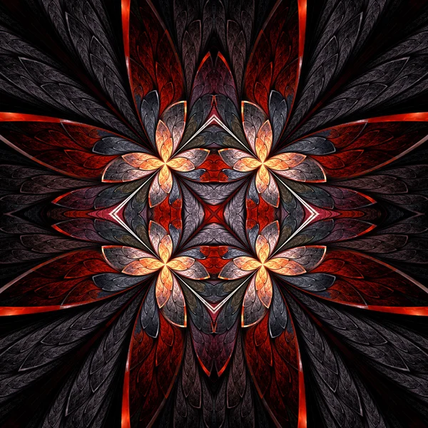 Симметричный цветочный узор в стиле витража на молнии — стоковое фото